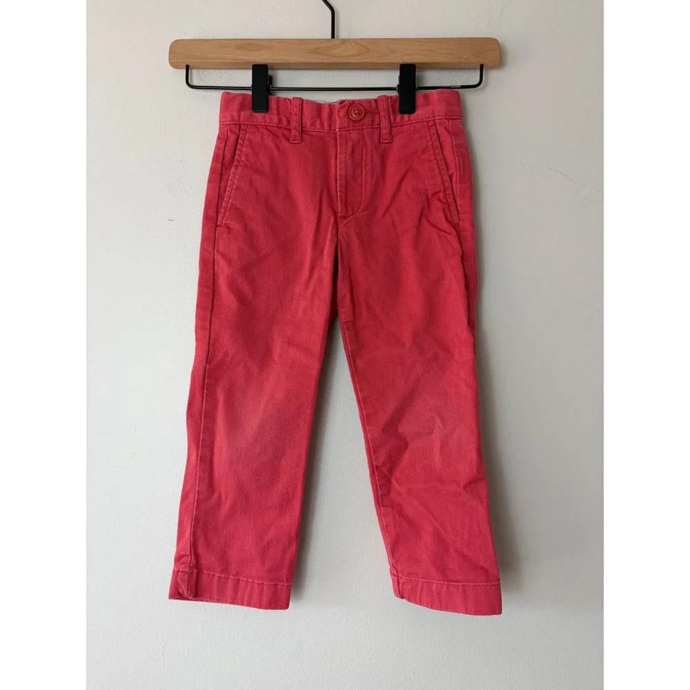 Crewcuts Boys Red Chino Pants Size 3 Adjustable Waist Cotton Stretch Trousers